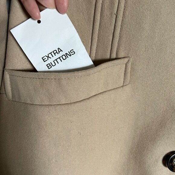 Moda International Victoria's Secret Tan Faux Fur Trim Longline Wool Peacoat XL - Picture 10 of 13